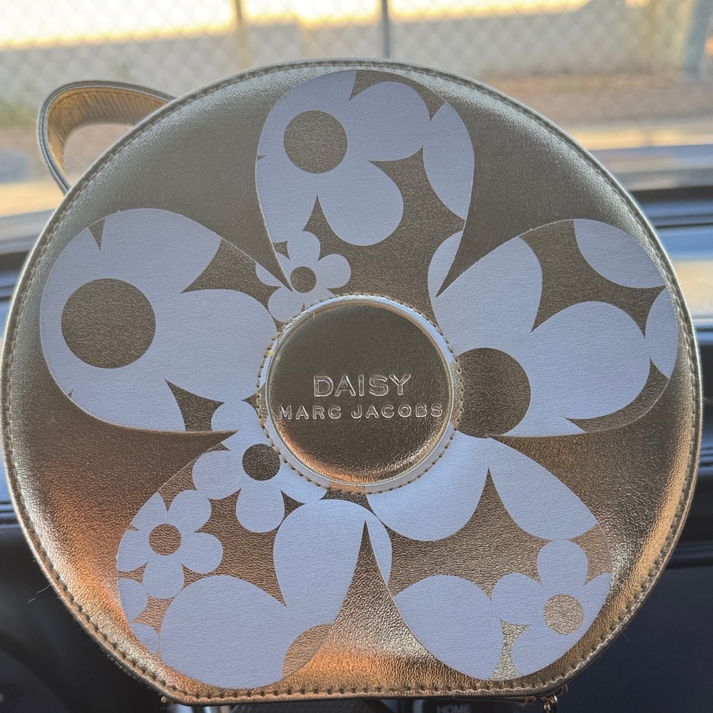 Marc Jacobs Gold and White Floral Round Bag